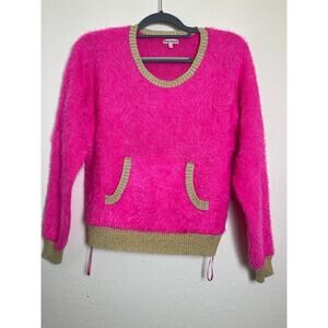 Juicy Couture Women's Fuzzy Textured Sweater Hot Pink S Y2K AHS Style Nostalgia